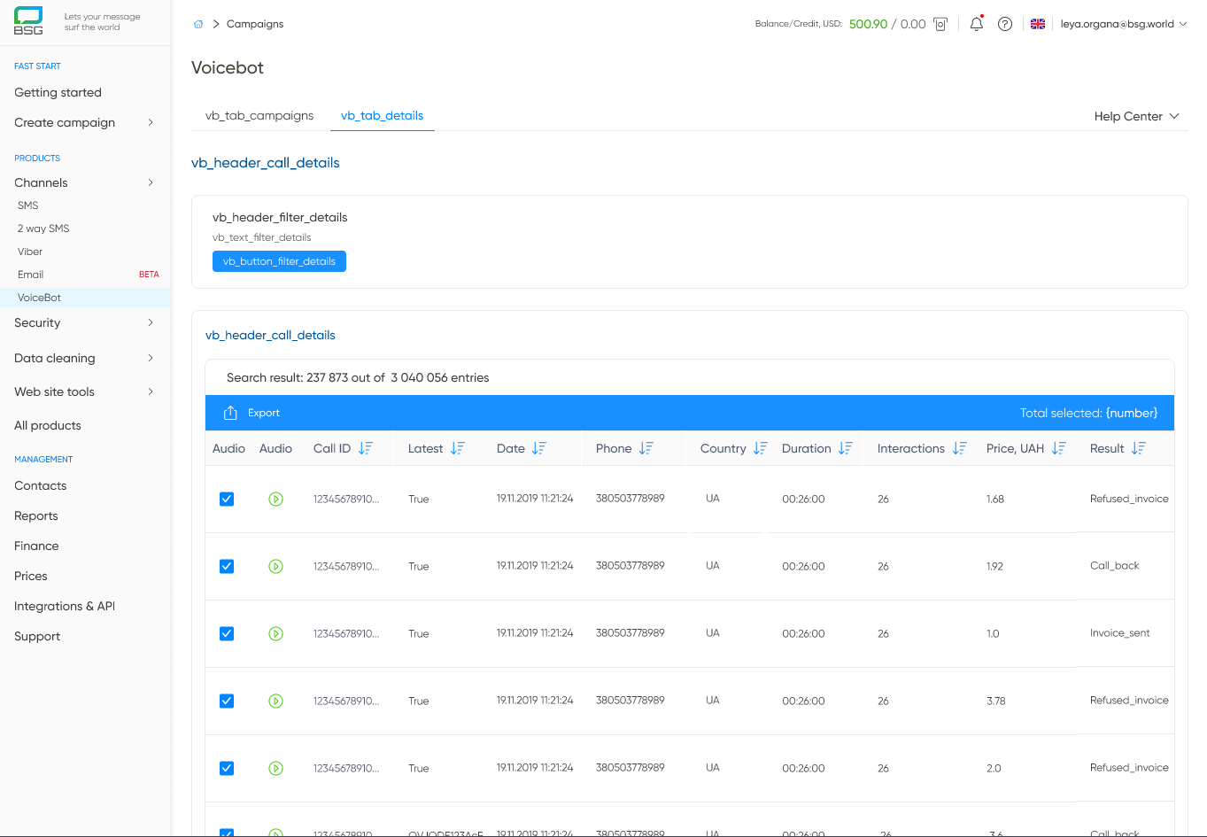 screenshot of Voice Bot